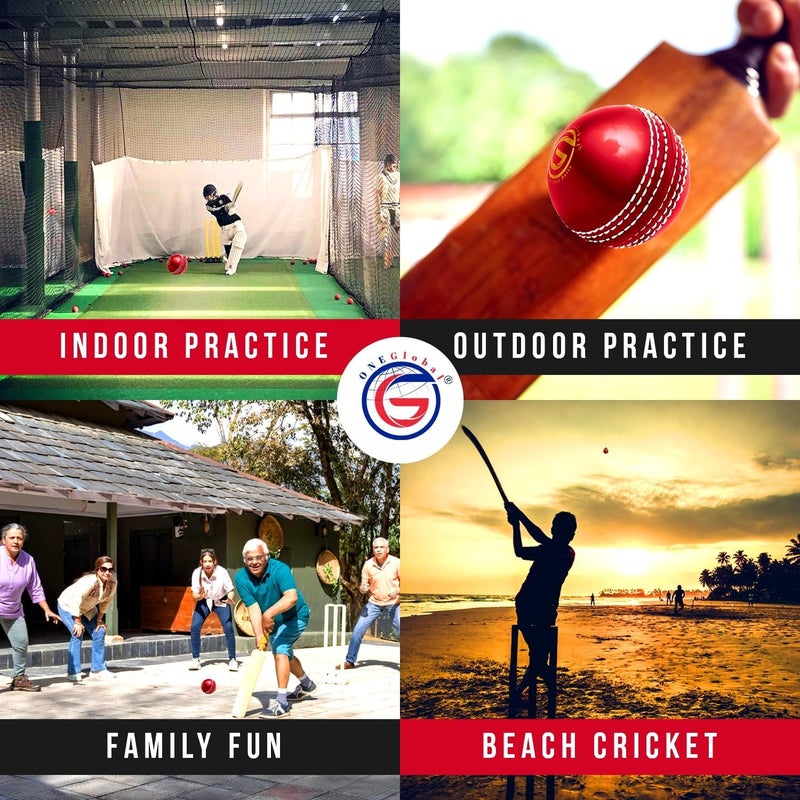 ONEGlobal Soft Rubber Cricket Ball for Practice | Outdoor & Indoor Practice Cricket Ball with Core & Stitched Seam | Realistic Feel, True Bounce & Swing for Practice, Honing Skills & Family Fun - Image 5